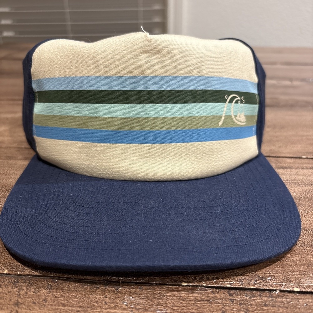 Quiksilver Men's Emu Coop‎ Trucker Cap Blue And White SnapBack Hat Surf Beach